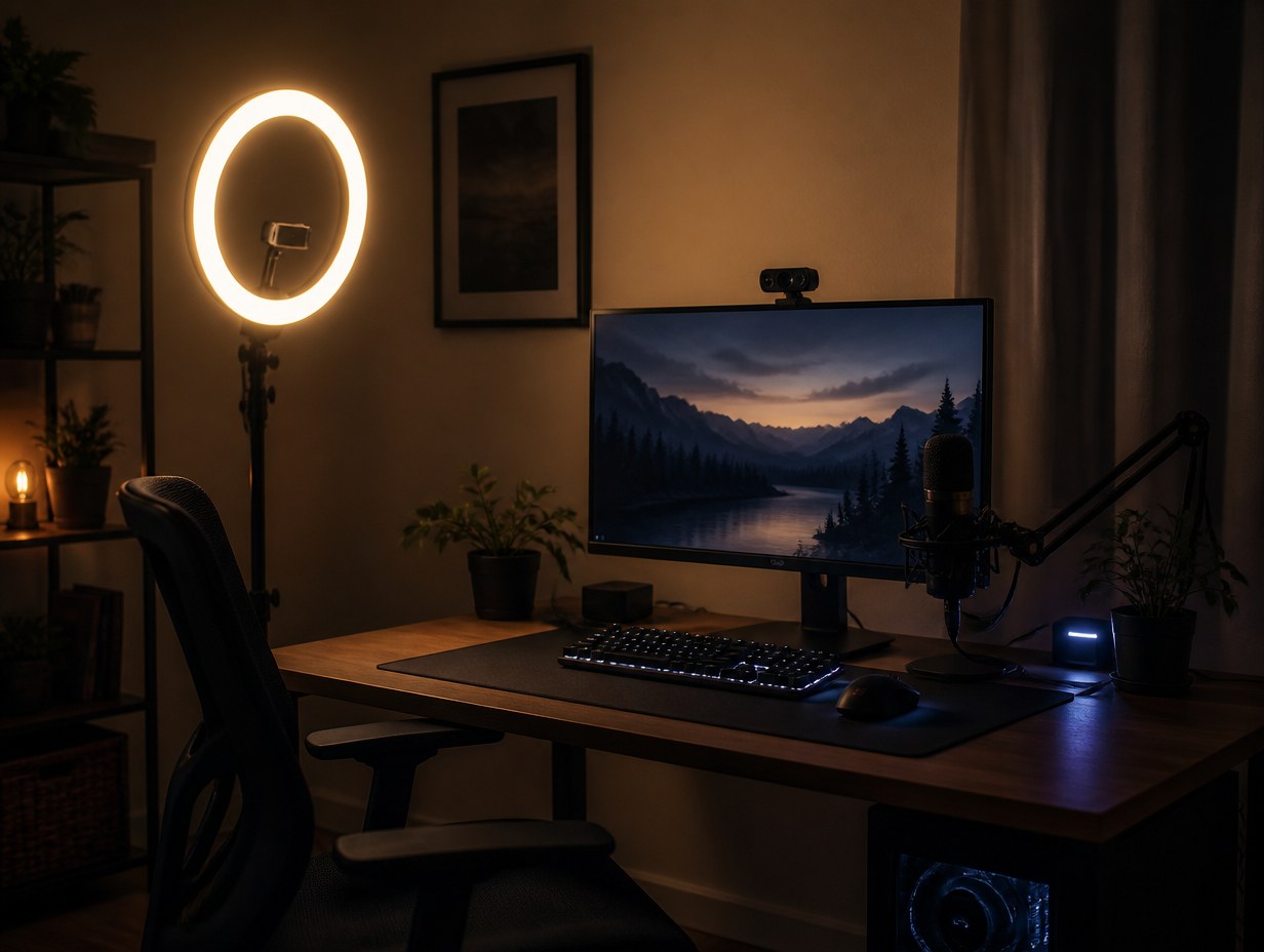 AI-generated streaming webcam setup mockup sample