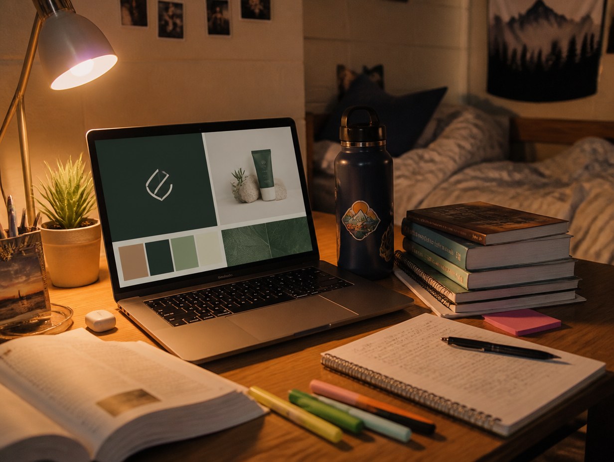 AI-generated student laptop setup mockup sample