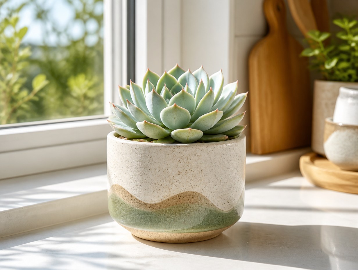 AI-generated succulent pot mockup sample