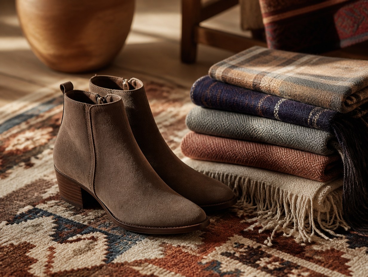 AI-generated suede boots mockup sample