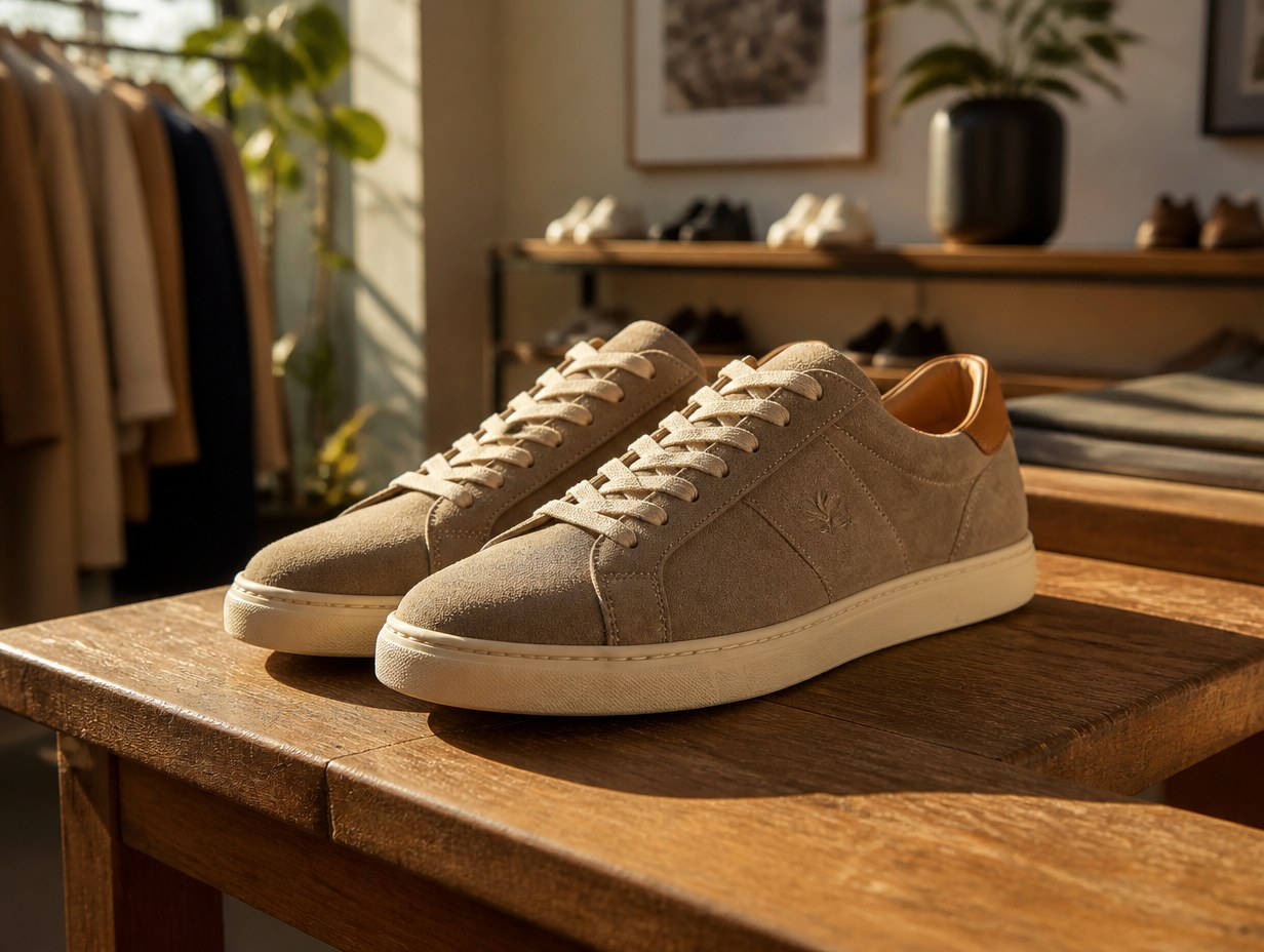AI-generated suede sneakers mockup sample