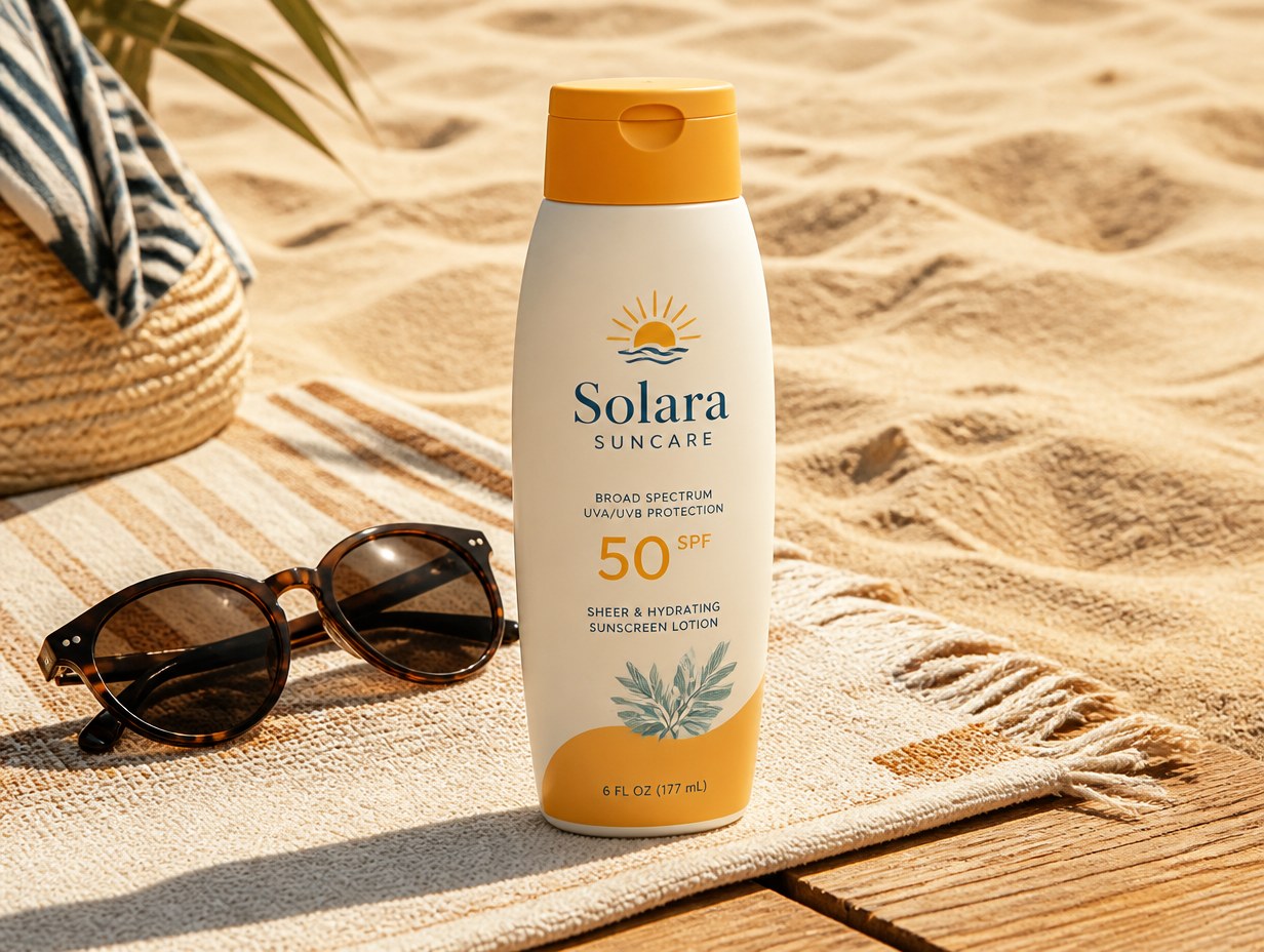 AI-generated sunscreen bottle mockup sample