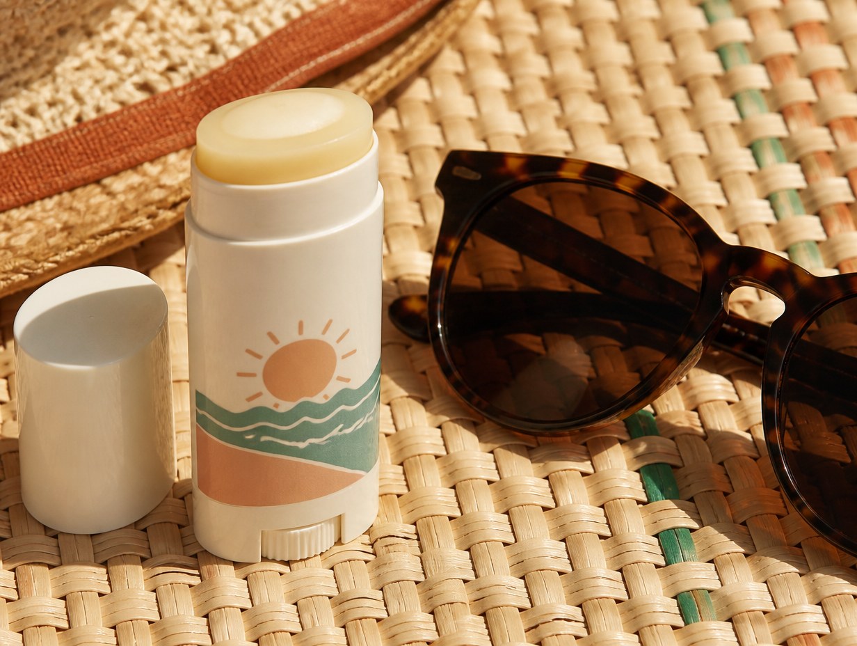 AI-generated sunscreen stick mockup sample