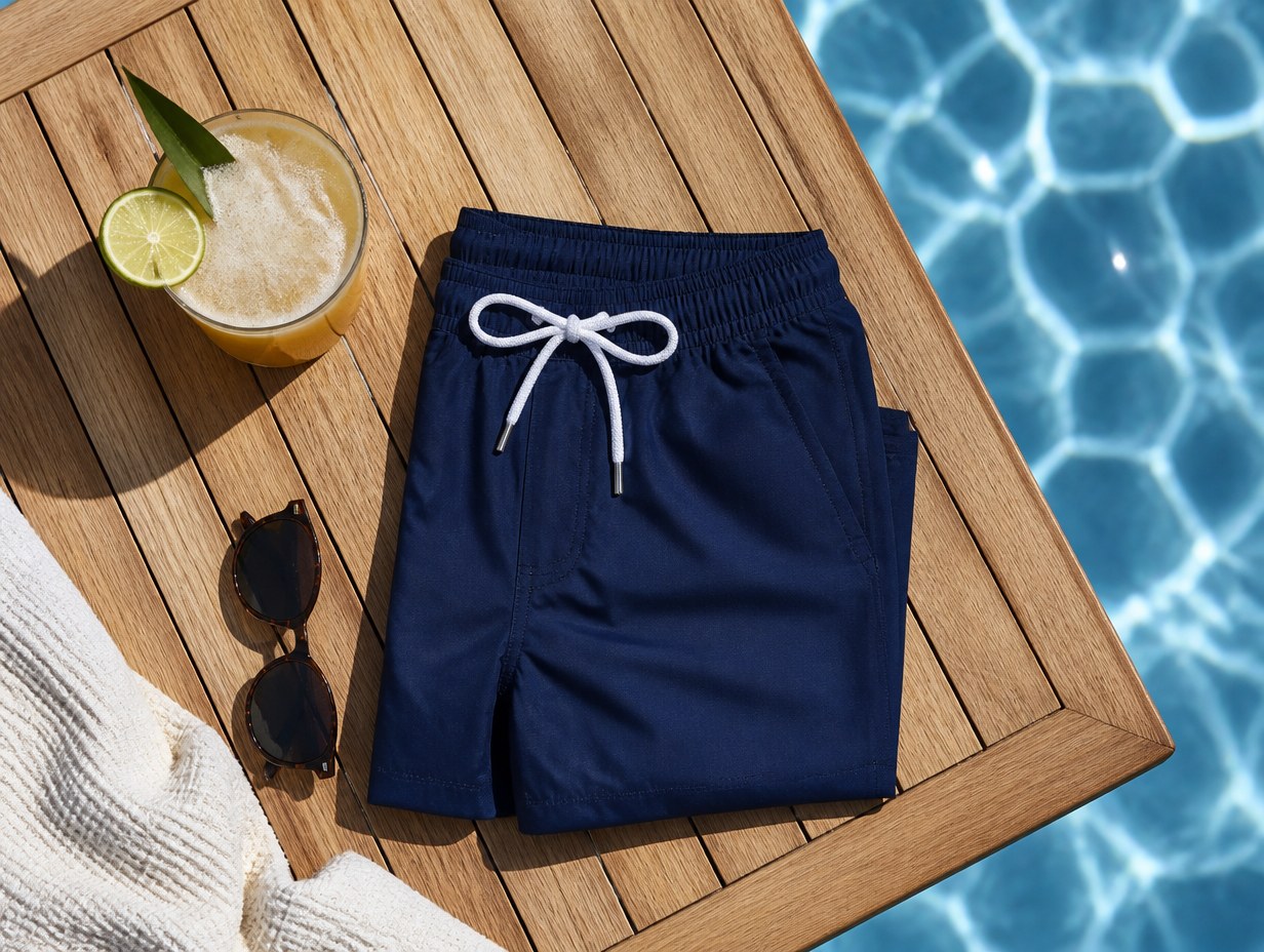 AI-generated swim trunks mockup sample
