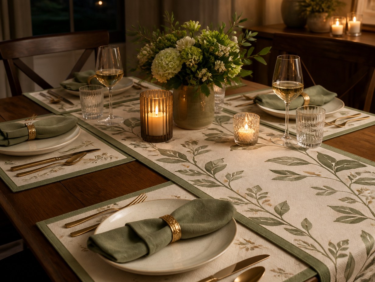 AI-generated table runner set mockup sample
