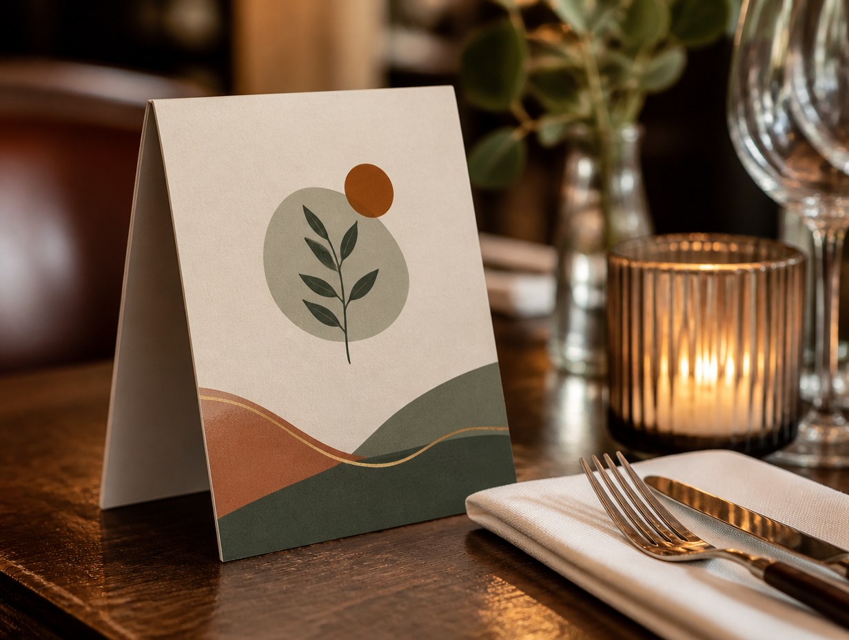 AI-generated table tent card mockup sample