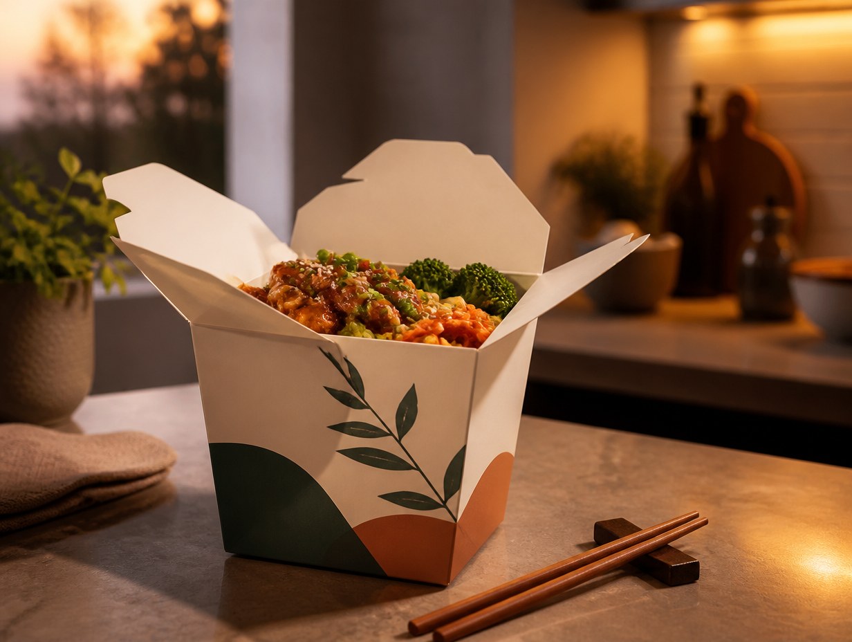 AI-generated takeout box mockup sample