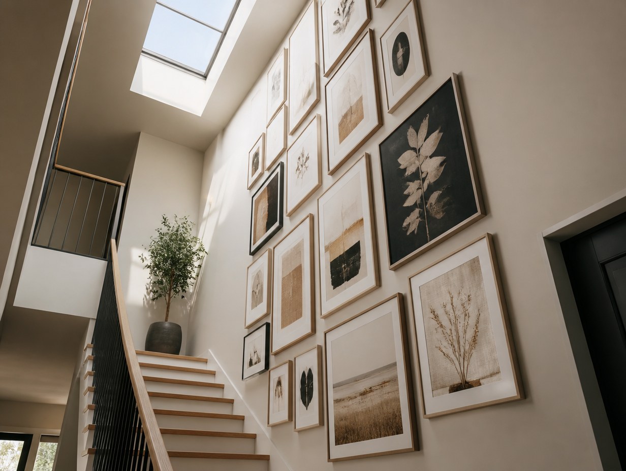 AI-generated tall gallery wall mockup sample