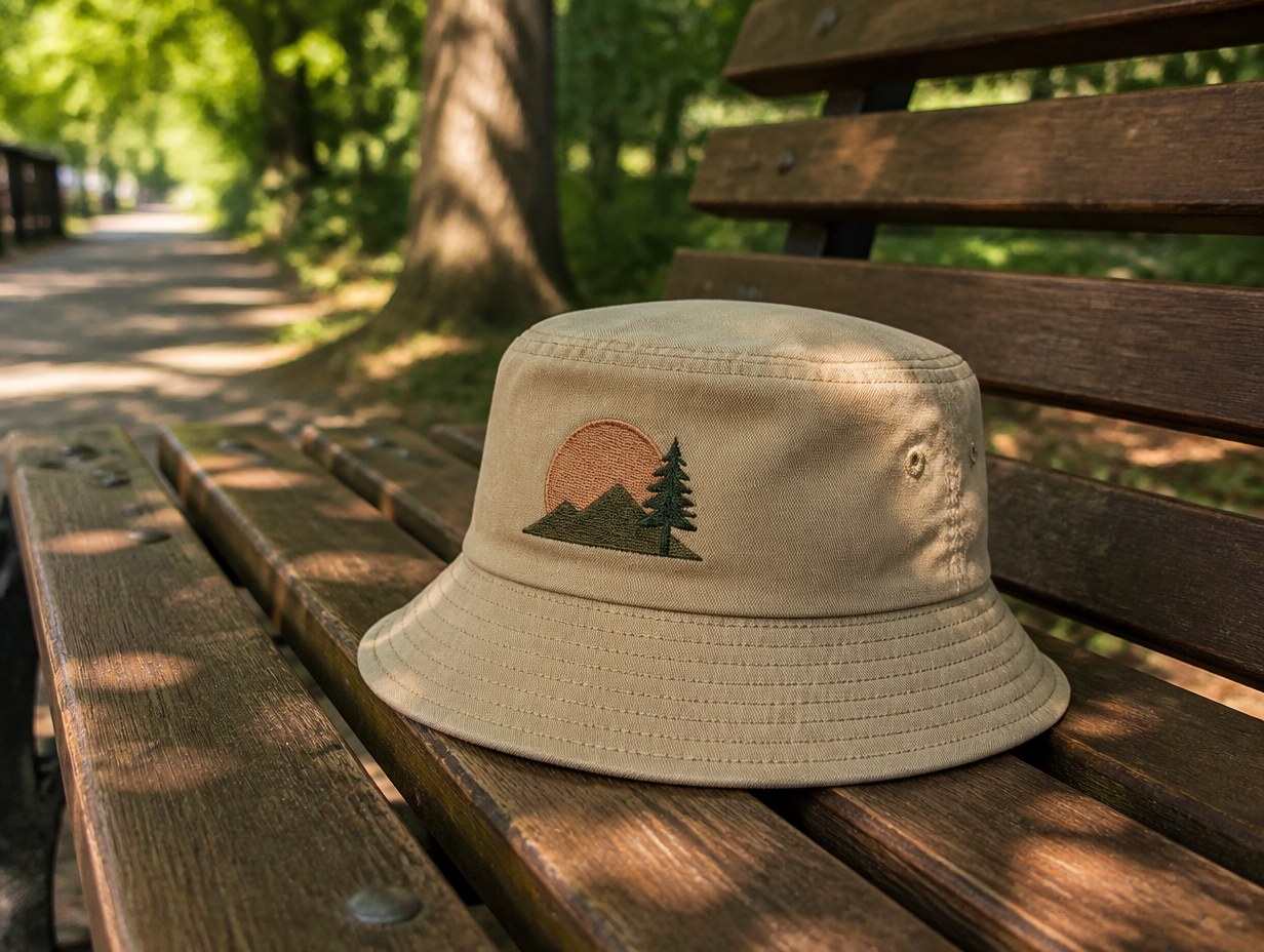 AI-generated tan bucket hat mockup sample