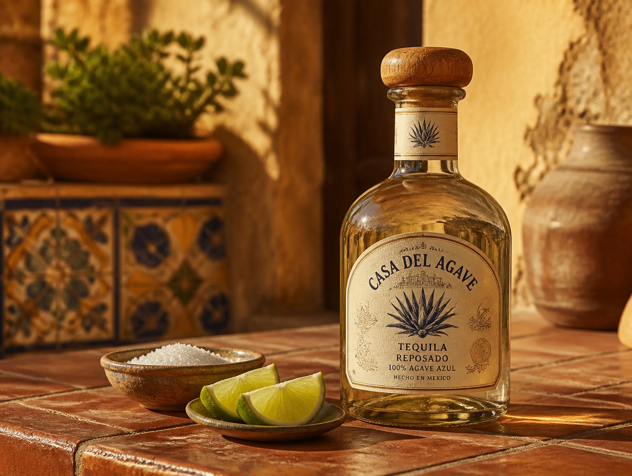 AI-generated tequila bottle label mockup sample