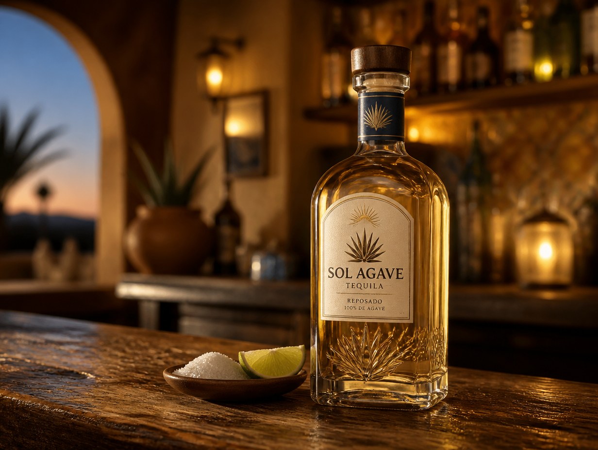 AI-generated tequila bottle mockup sample