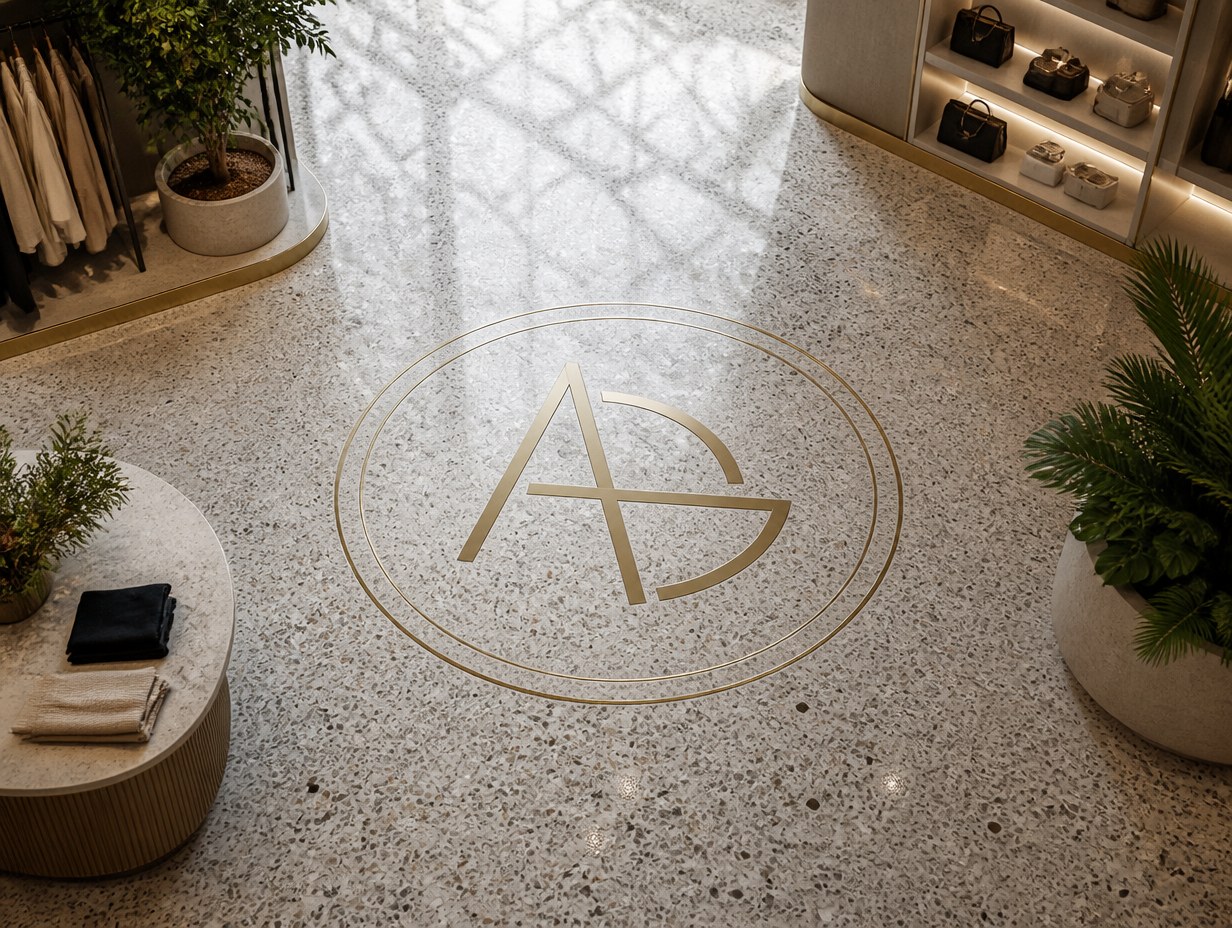 AI-generated terrazzo logo mockup sample