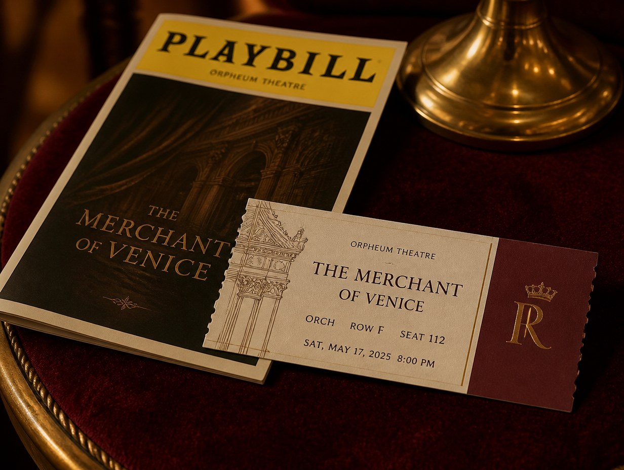 AI-generated theater ticket mockup sample