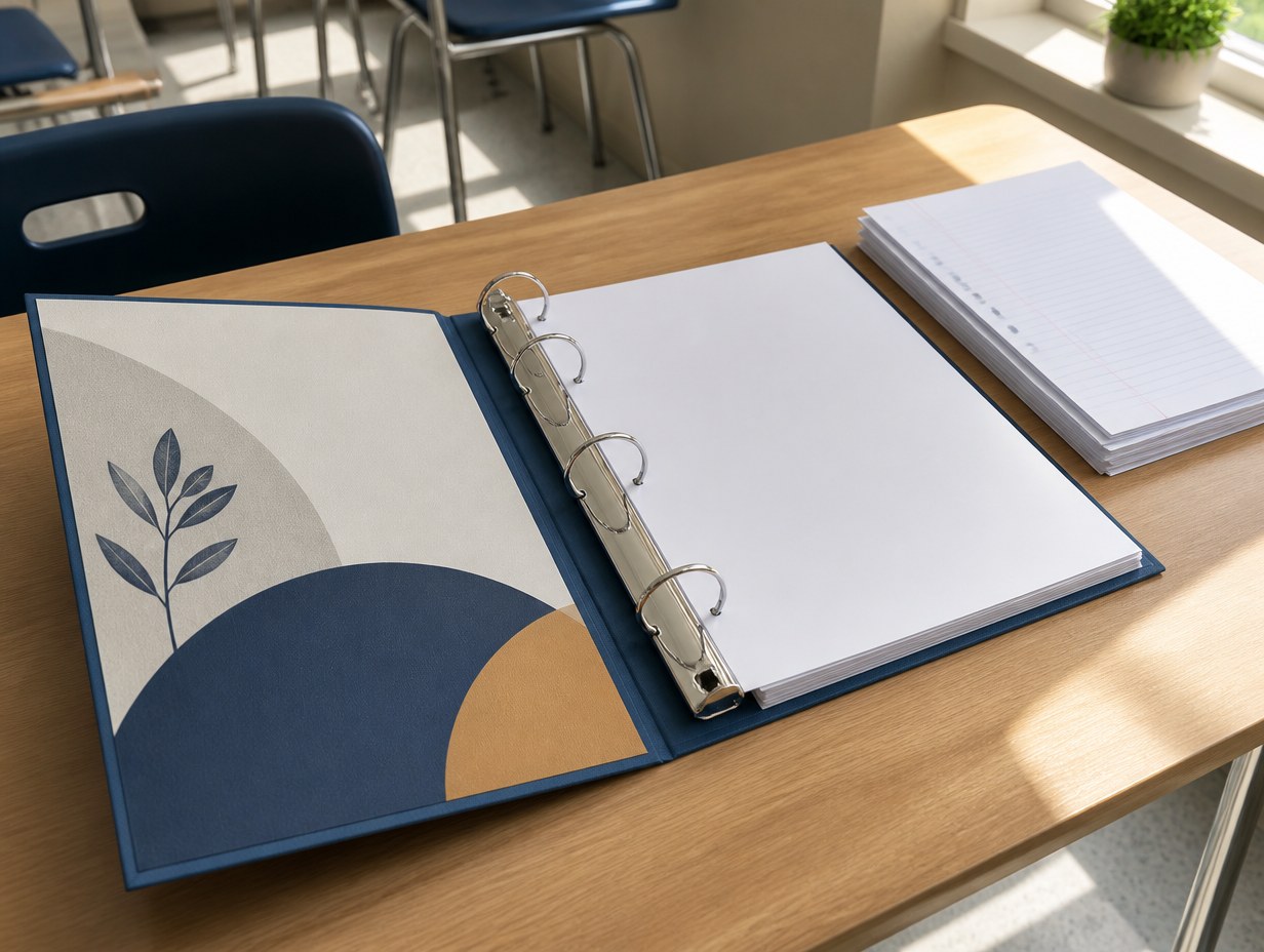 AI-generated three ring binder mockup sample