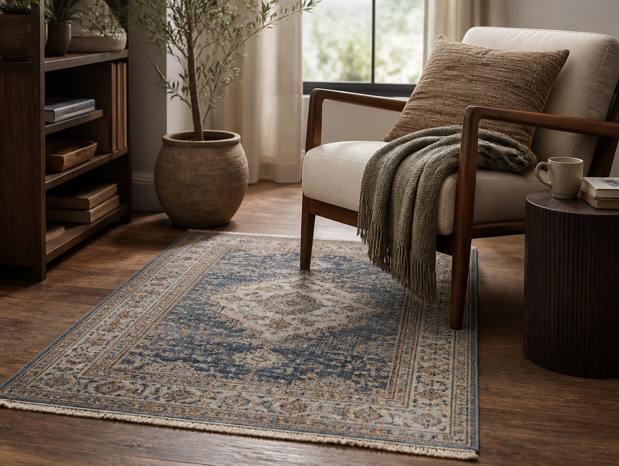 AI-generated throw rug mockup sample