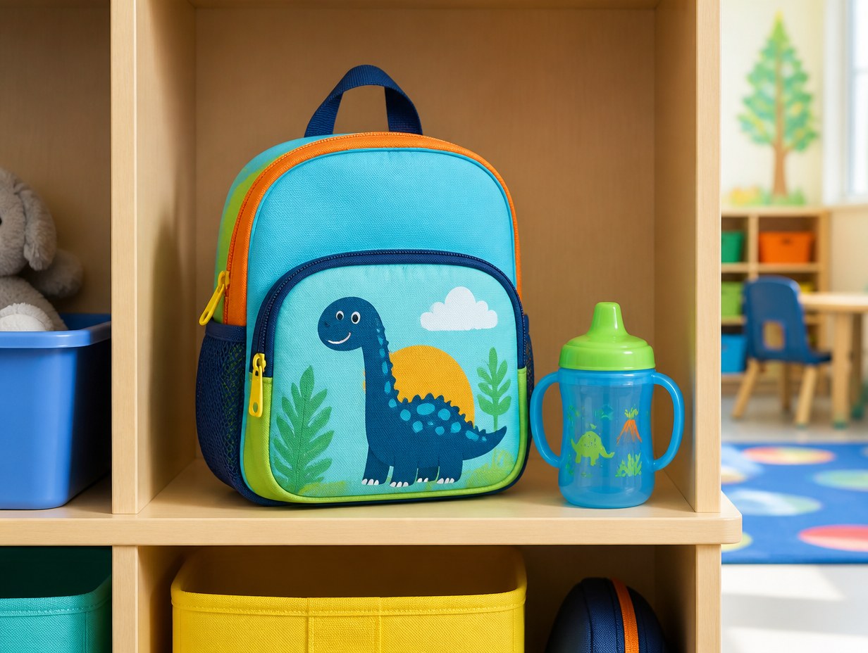 AI-generated toddler backpack mockup sample