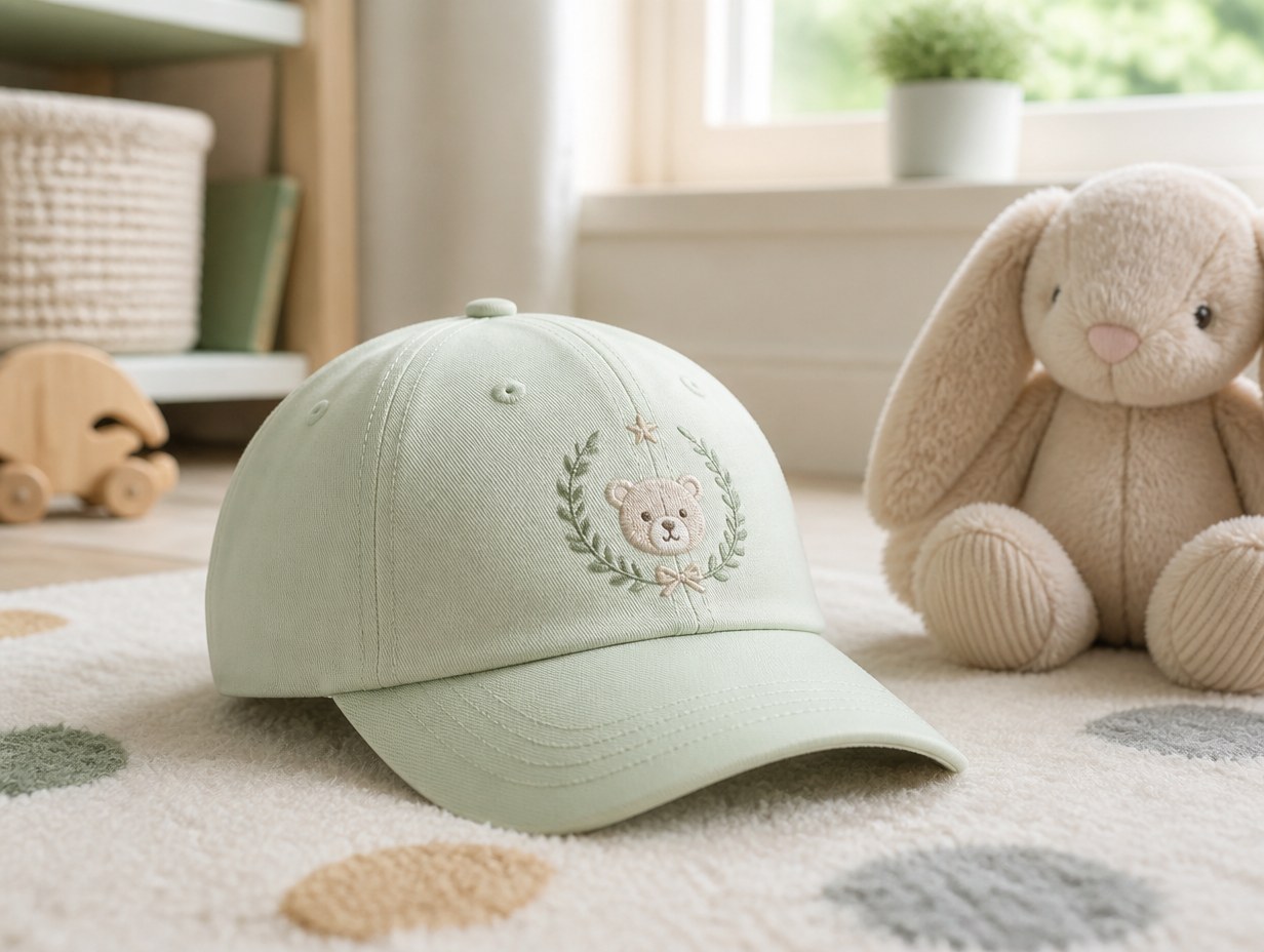 AI-generated toddler baseball cap mockup sample