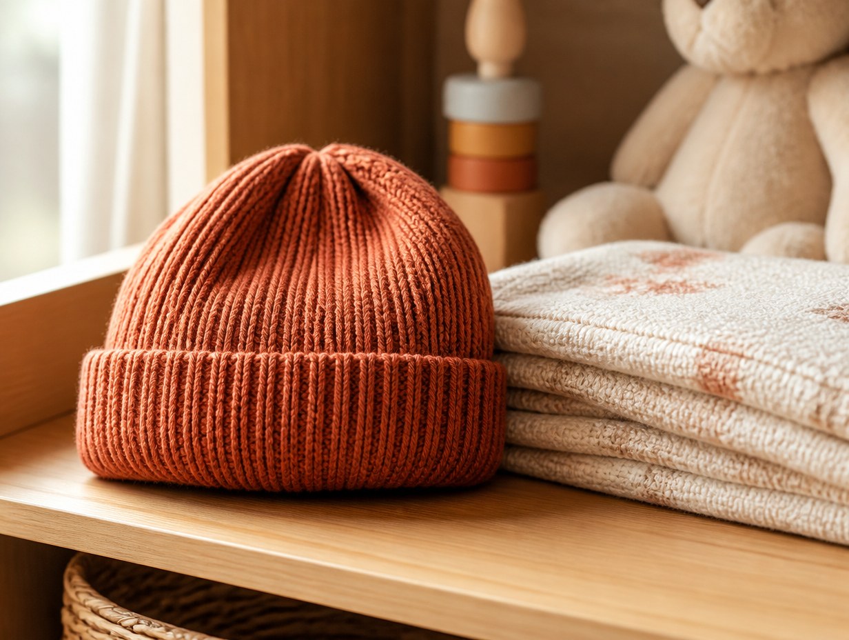 AI-generated toddler beanie mockup sample