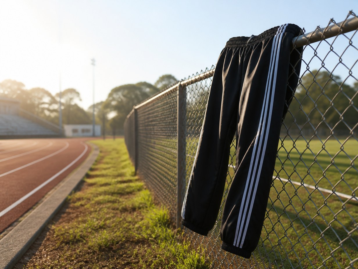 AI-generated track pants mockup sample