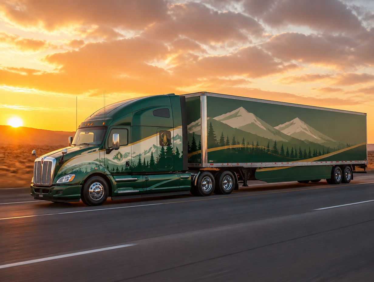 AI-generated tractor trailer wrap mockup sample