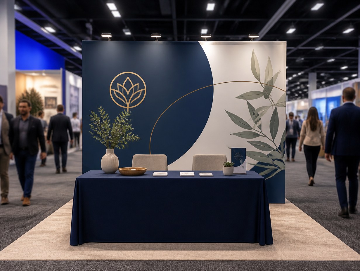 AI-generated trade show backdrop mockup sample