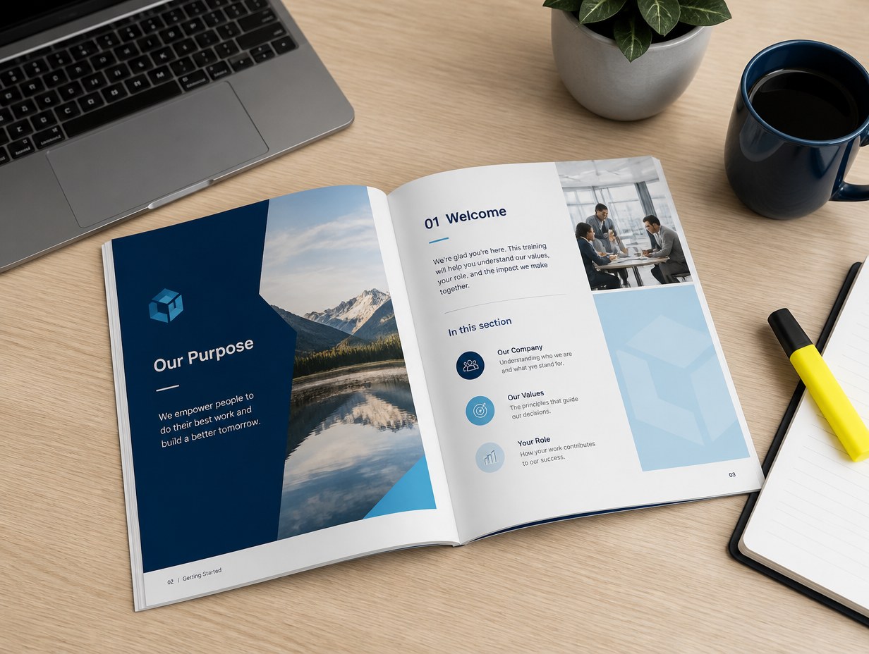 AI-generated training booklet mockup sample