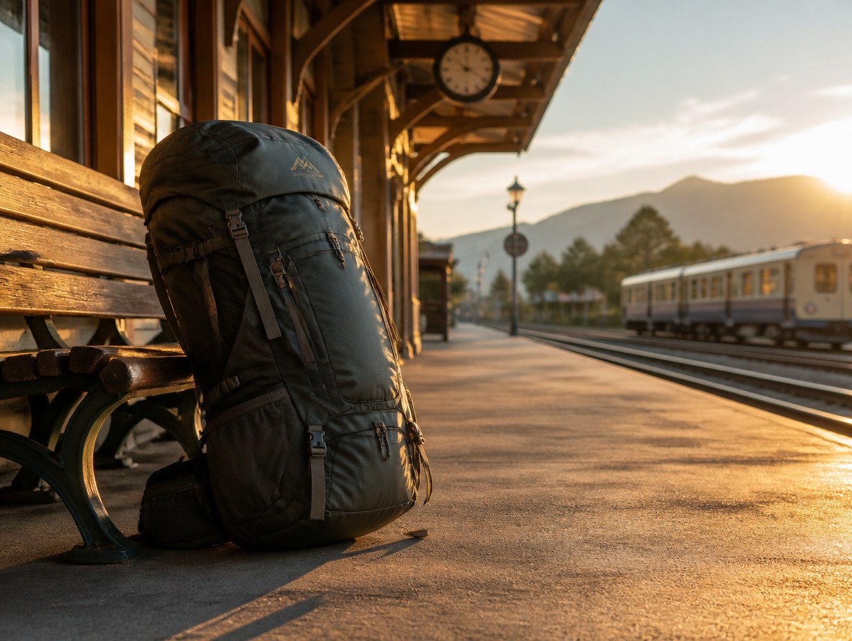 AI-generated travel backpack mockup sample