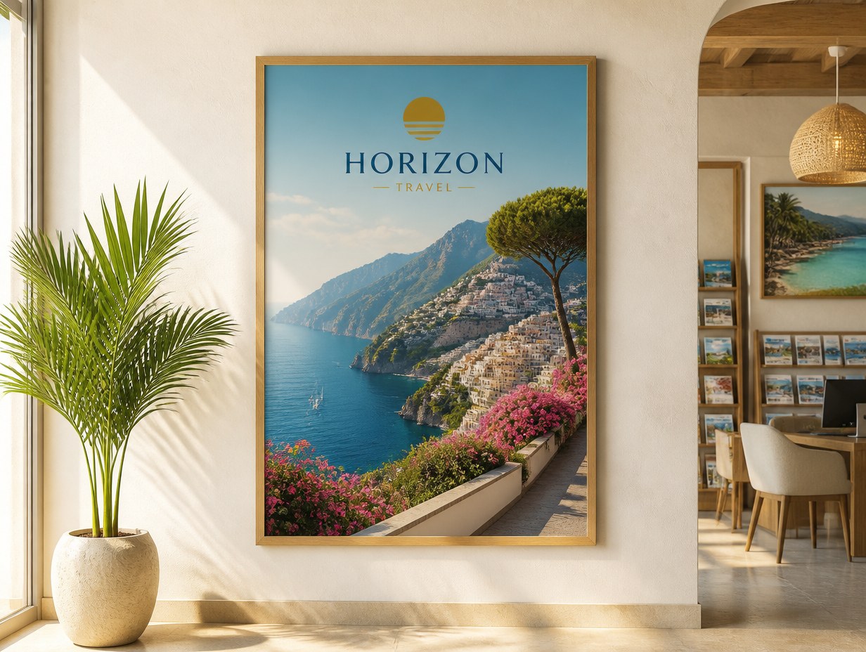 AI-generated travel poster mockup sample