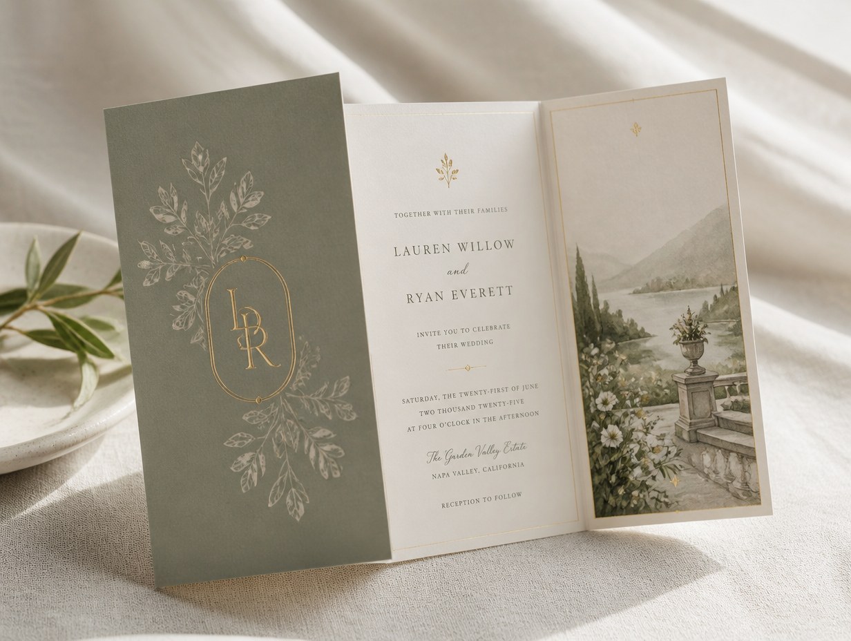 Trifold Wedding Invitation mockup example
