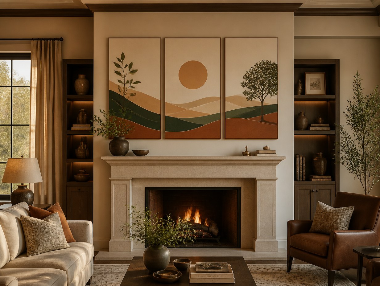 AI-generated triptych wall art mockup sample