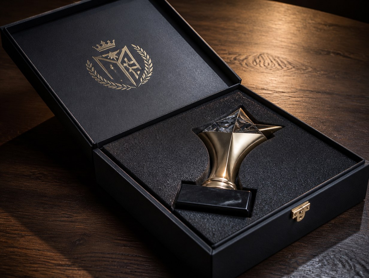 AI-generated trophy box mockup sample