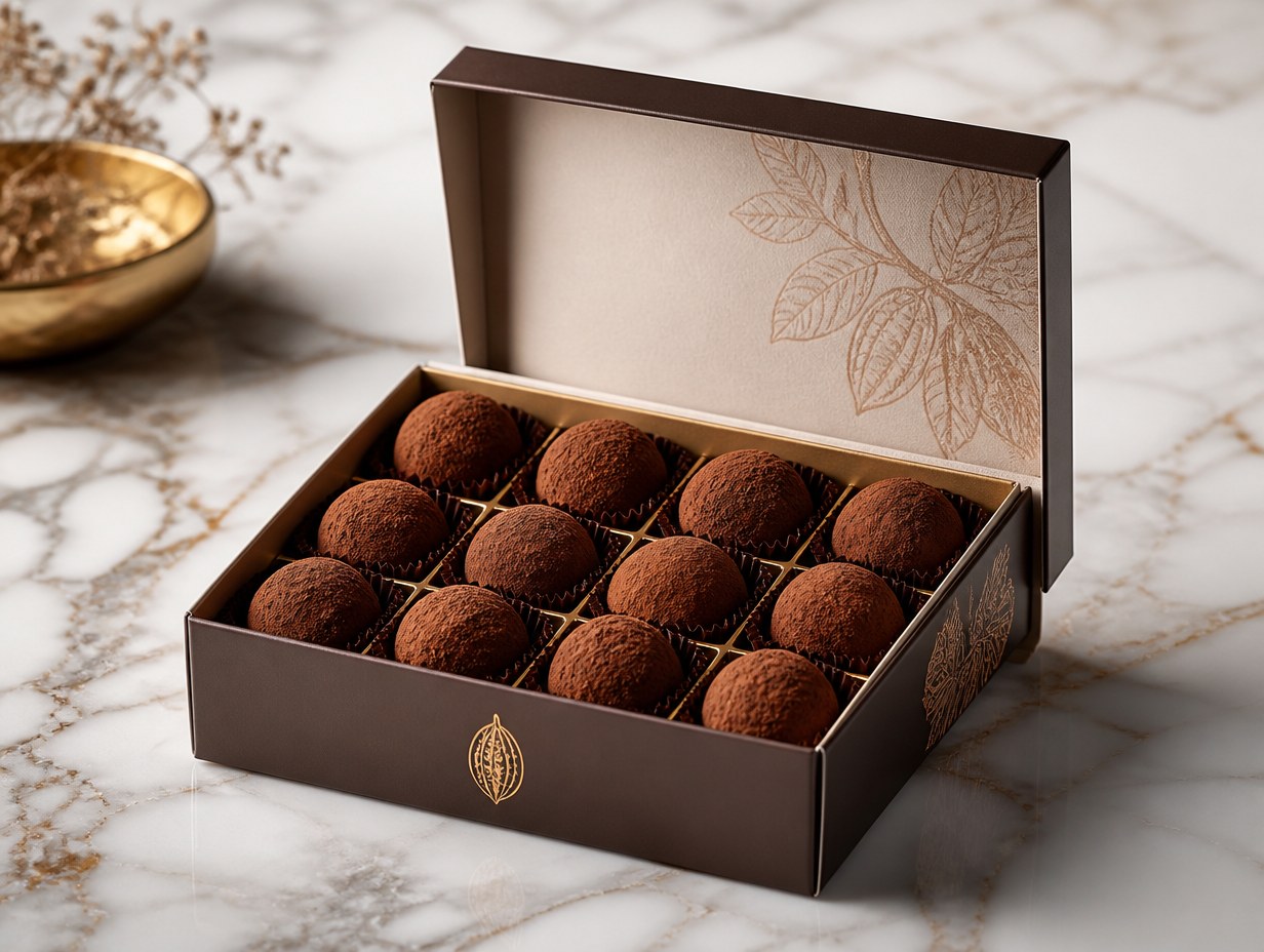 AI-generated truffle box mockup sample