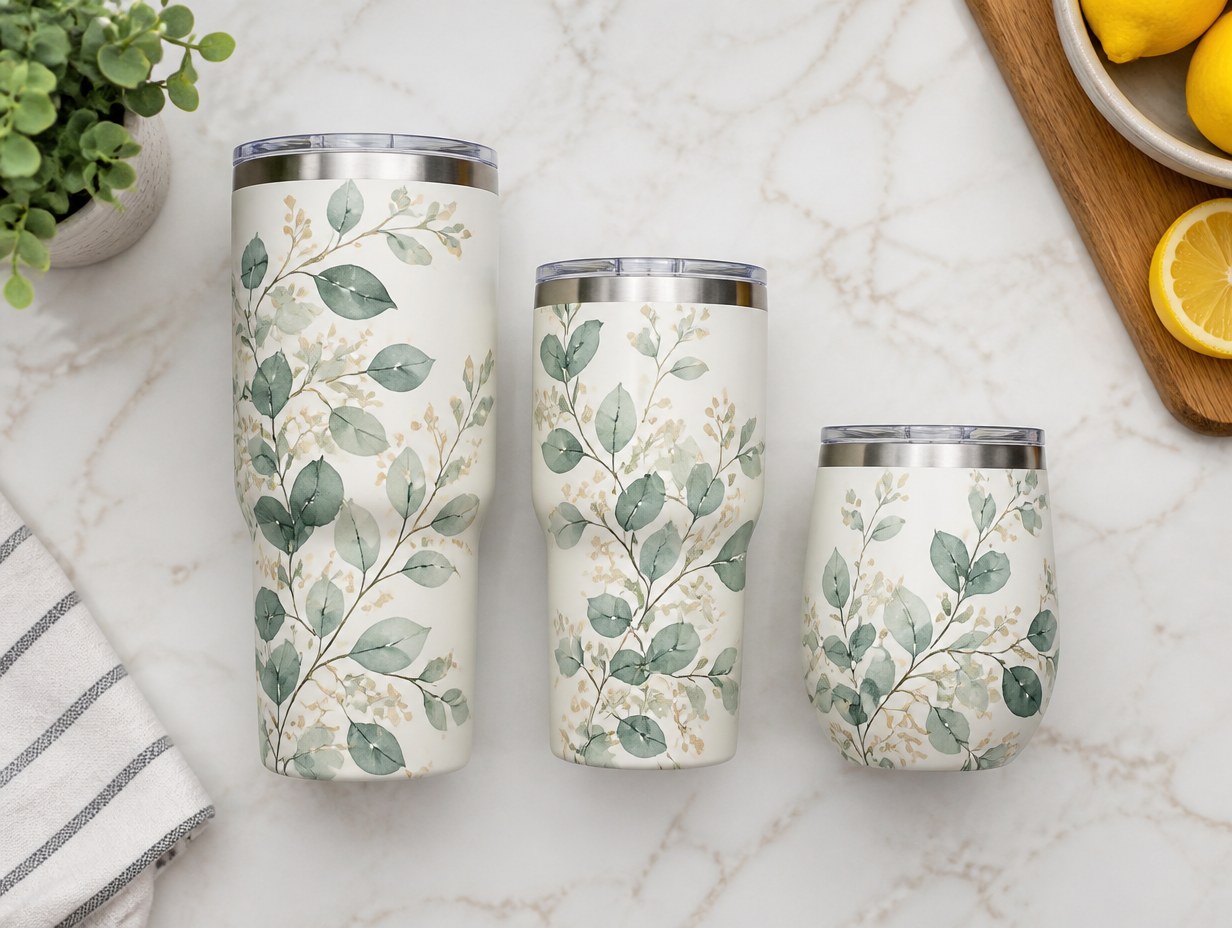 AI-generated tumbler set mockup sample