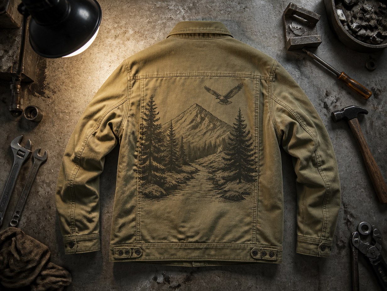 AI-generated utility jacket mockup sample