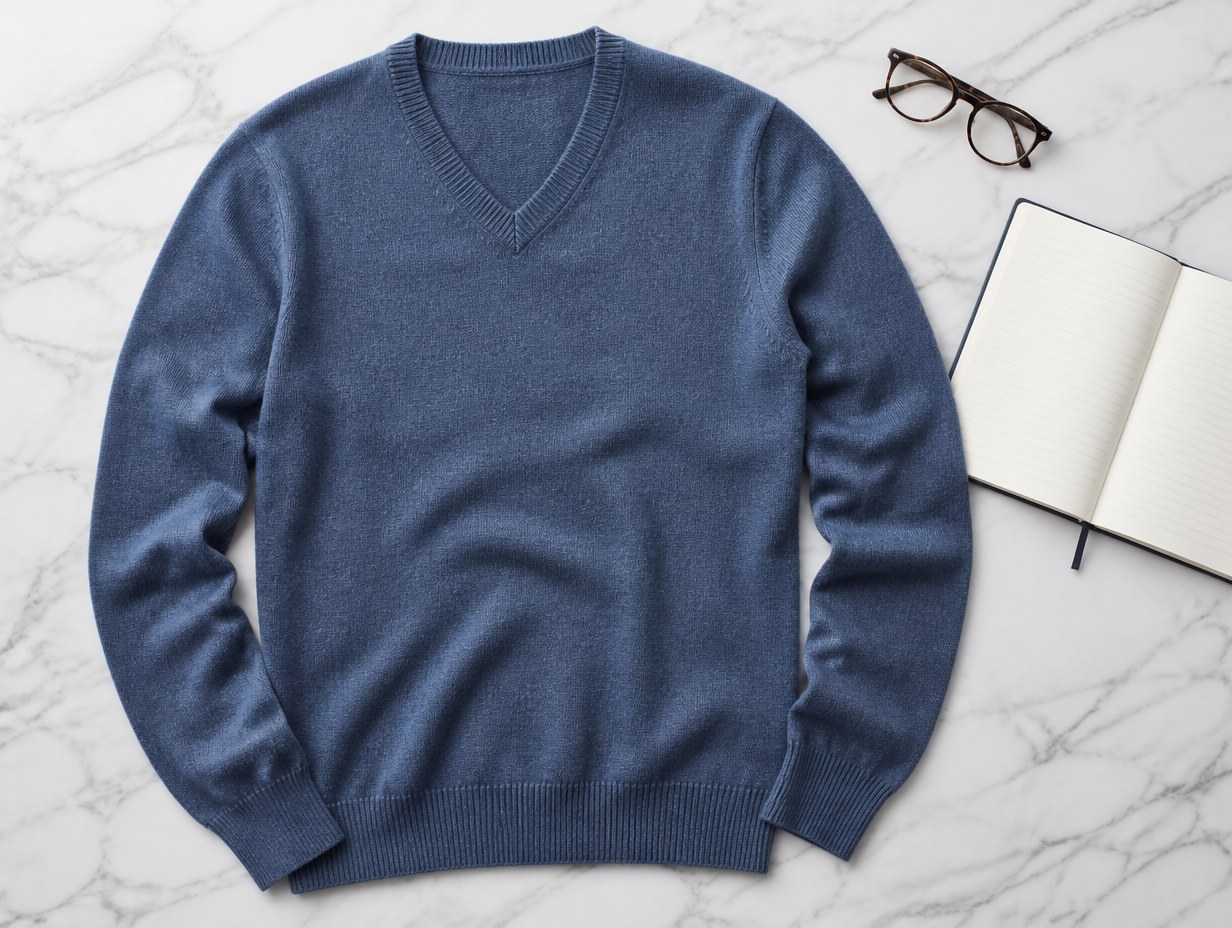 AI-generated v-neck sweater mockup sample