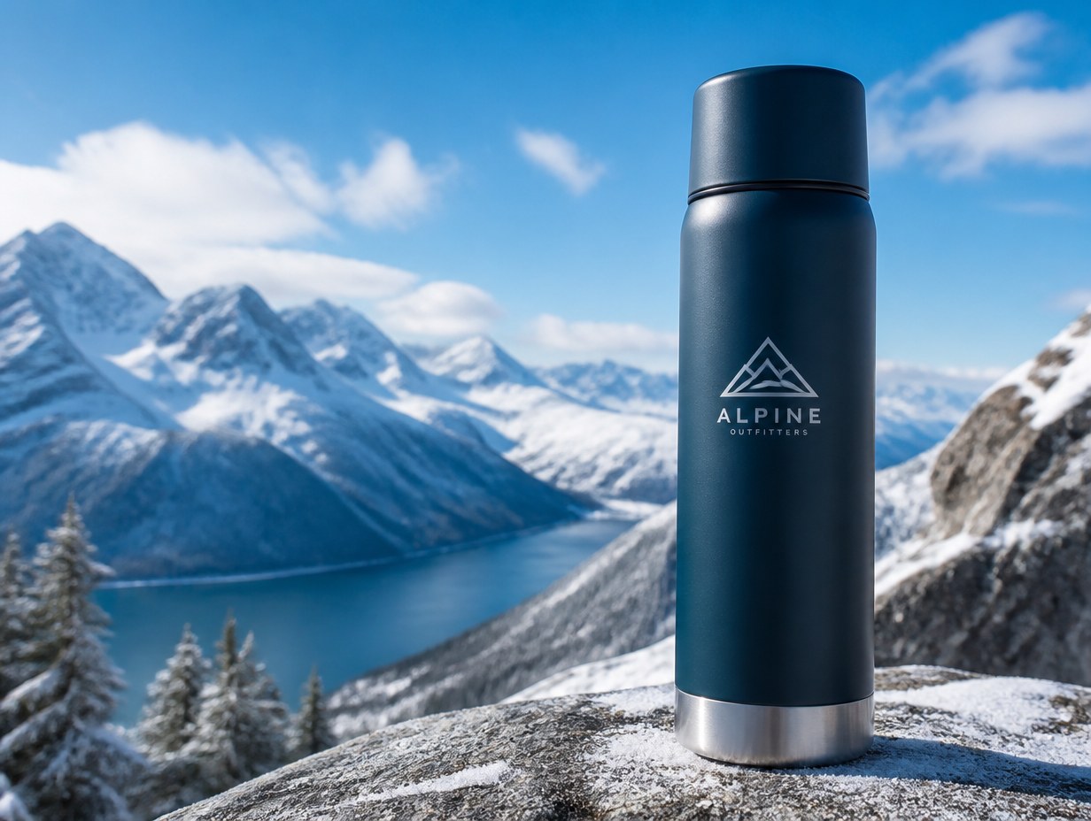 AI-generated vacuum flask mockup sample