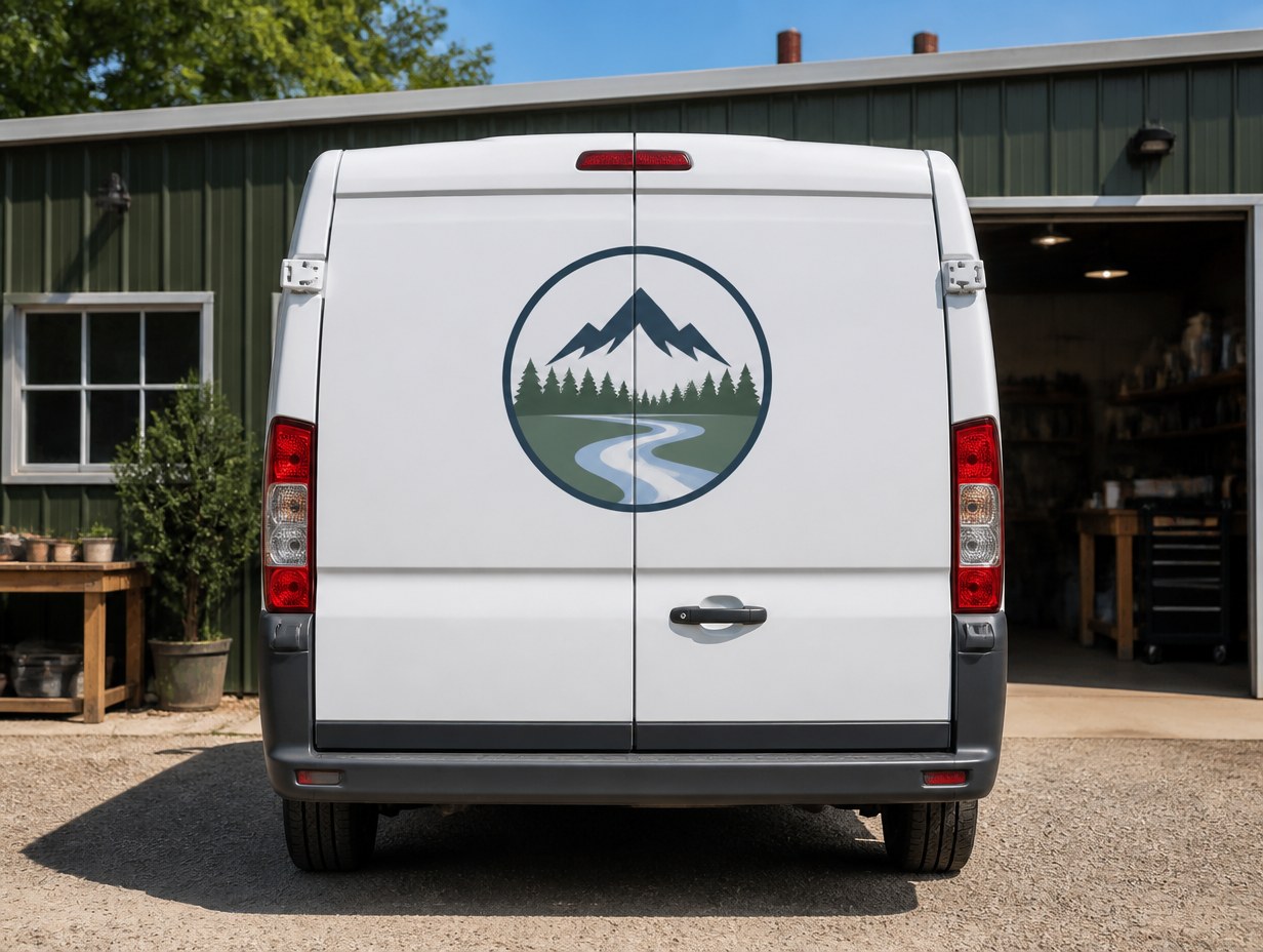 AI-generated van door logo mockup sample
