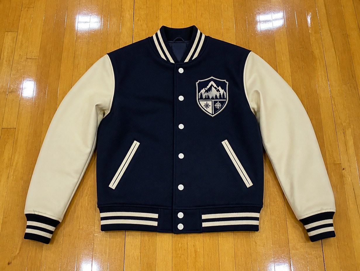AI-generated varsity jacket mockup sample