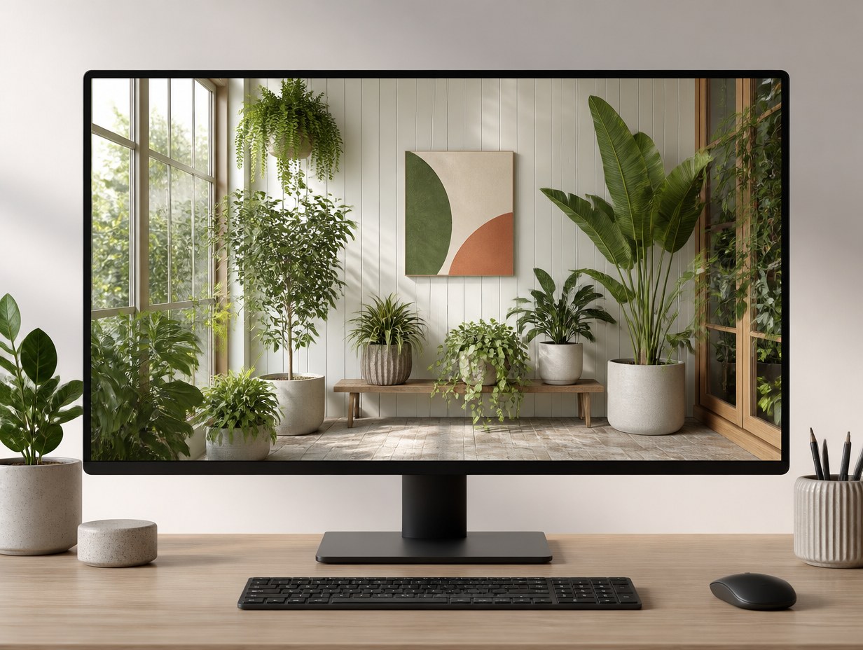 AI-generated video conference background mockup sample