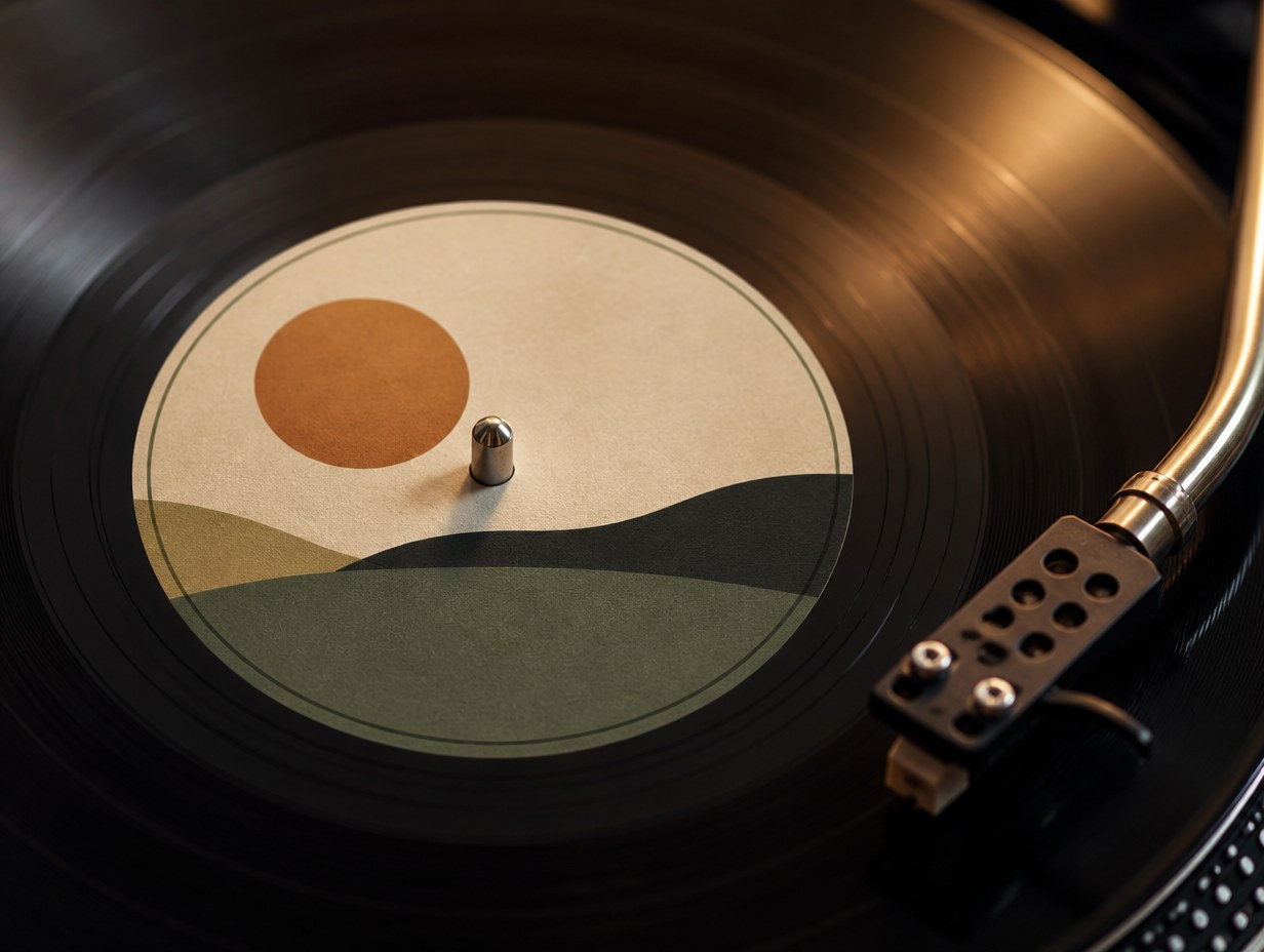 AI-generated vinyl record label mockup sample