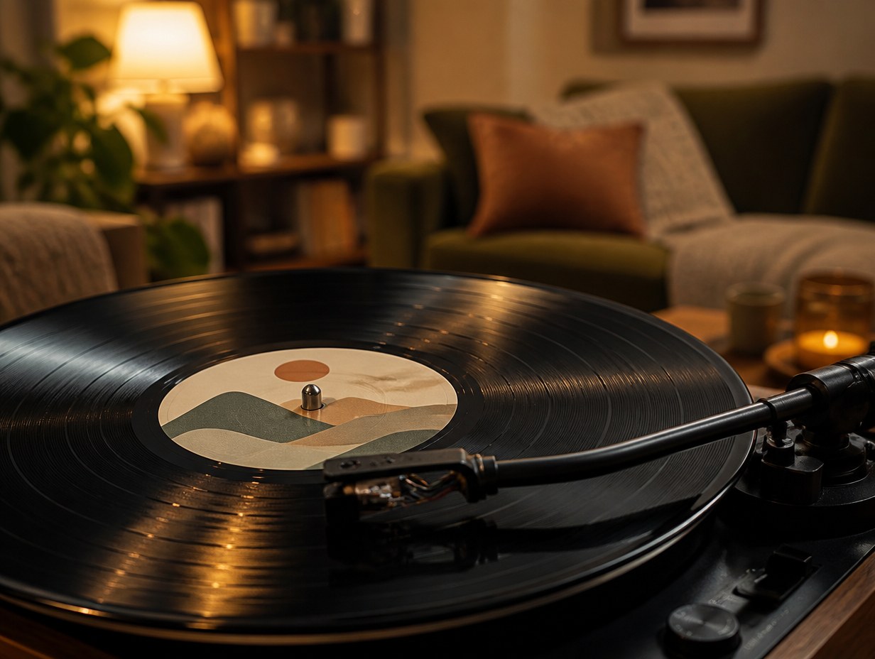 Vinyl Record on Turntable mockup example