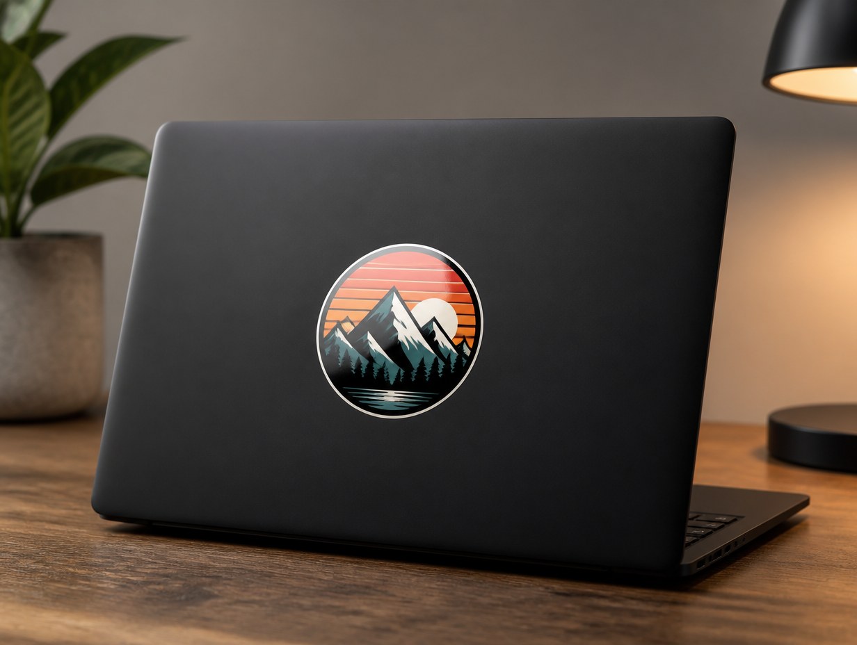 AI-generated vinyl sticker mockup sample