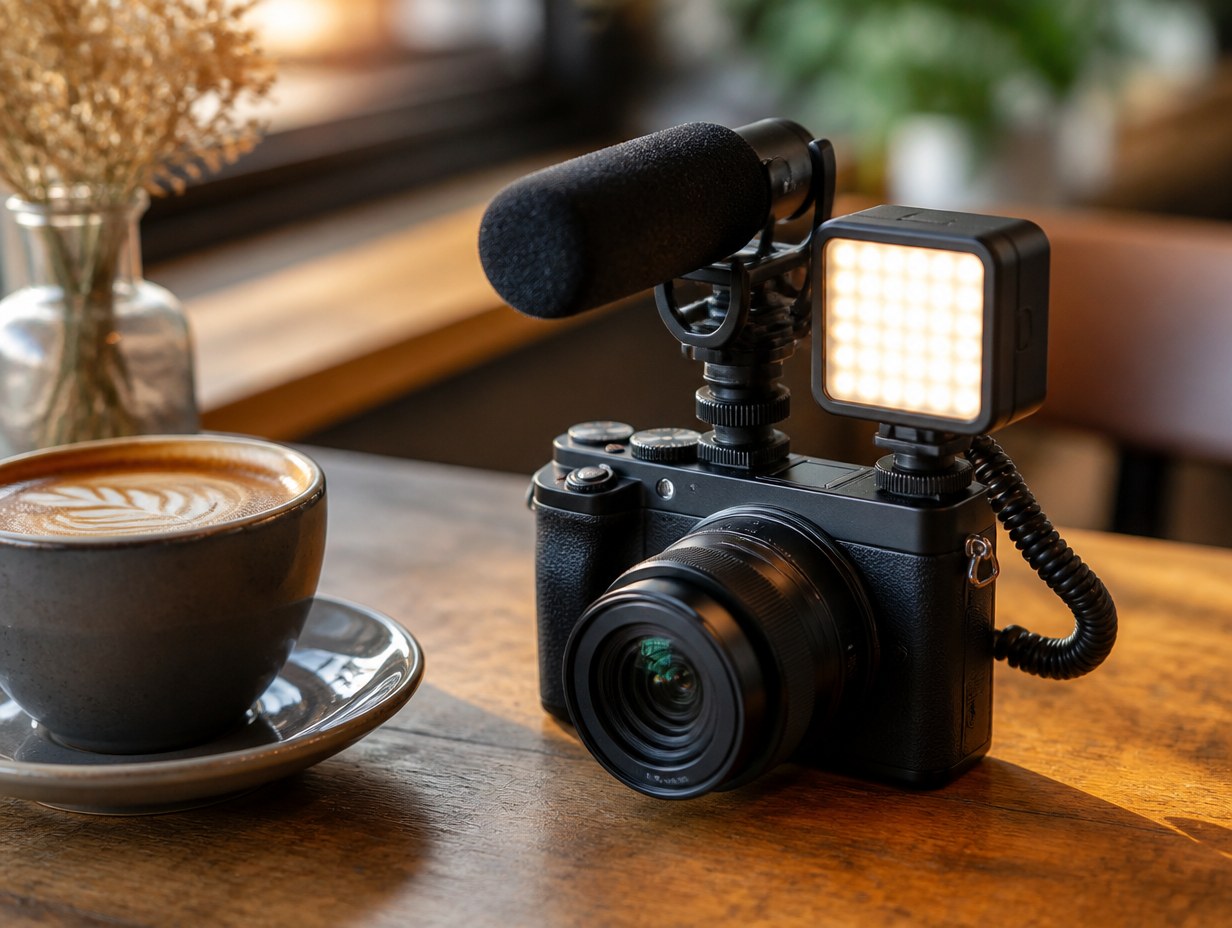 AI-generated vlogging camera setup mockup sample