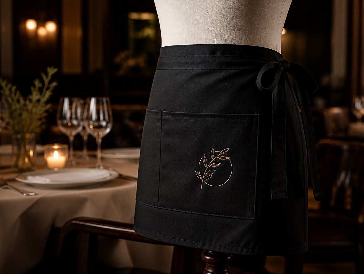 AI-generated waiter apron mockup sample