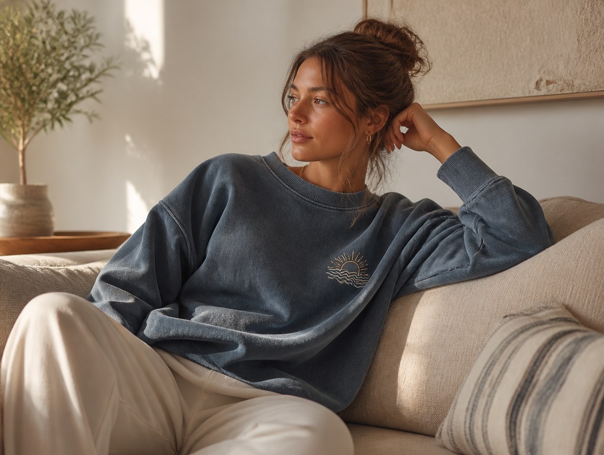 AI-generated washed sweatshirt mockup sample