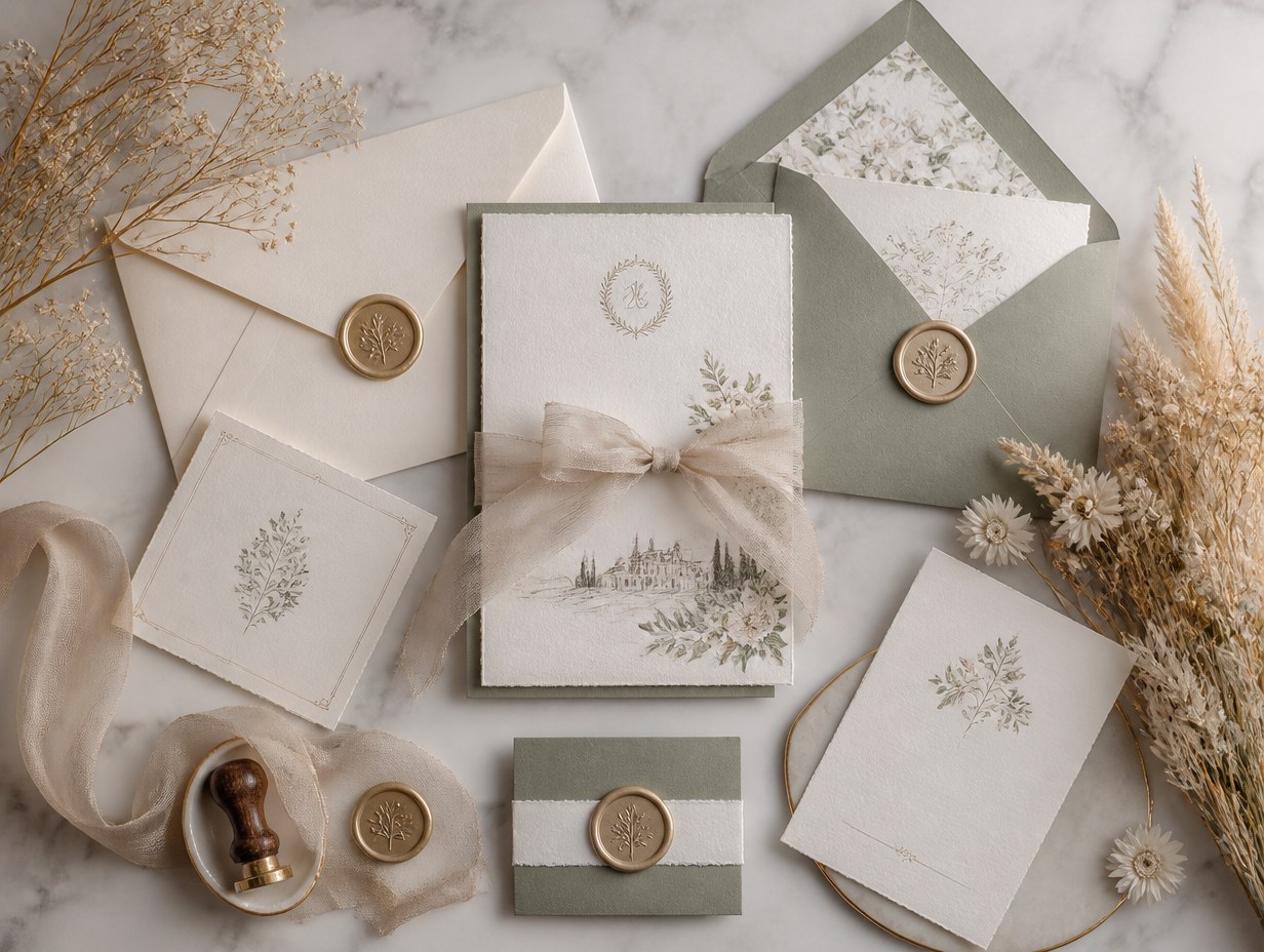 Wedding Invitation Flat Lay mockup example
