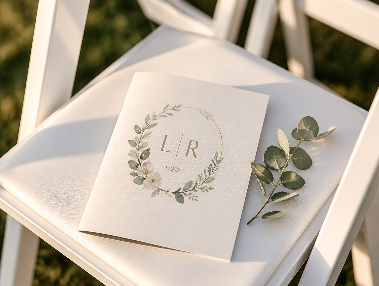 AI-generated wedding program booklet mockup sample