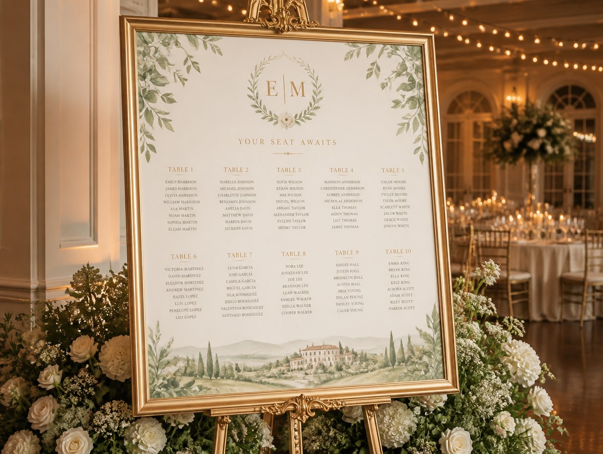 Wedding Seating Chart mockup example