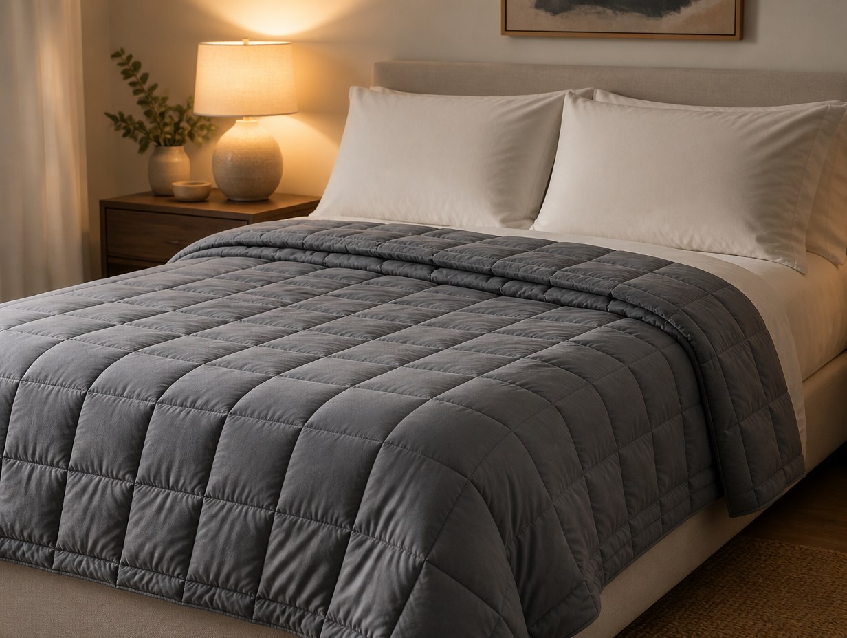 AI-generated weighted blanket mockup sample