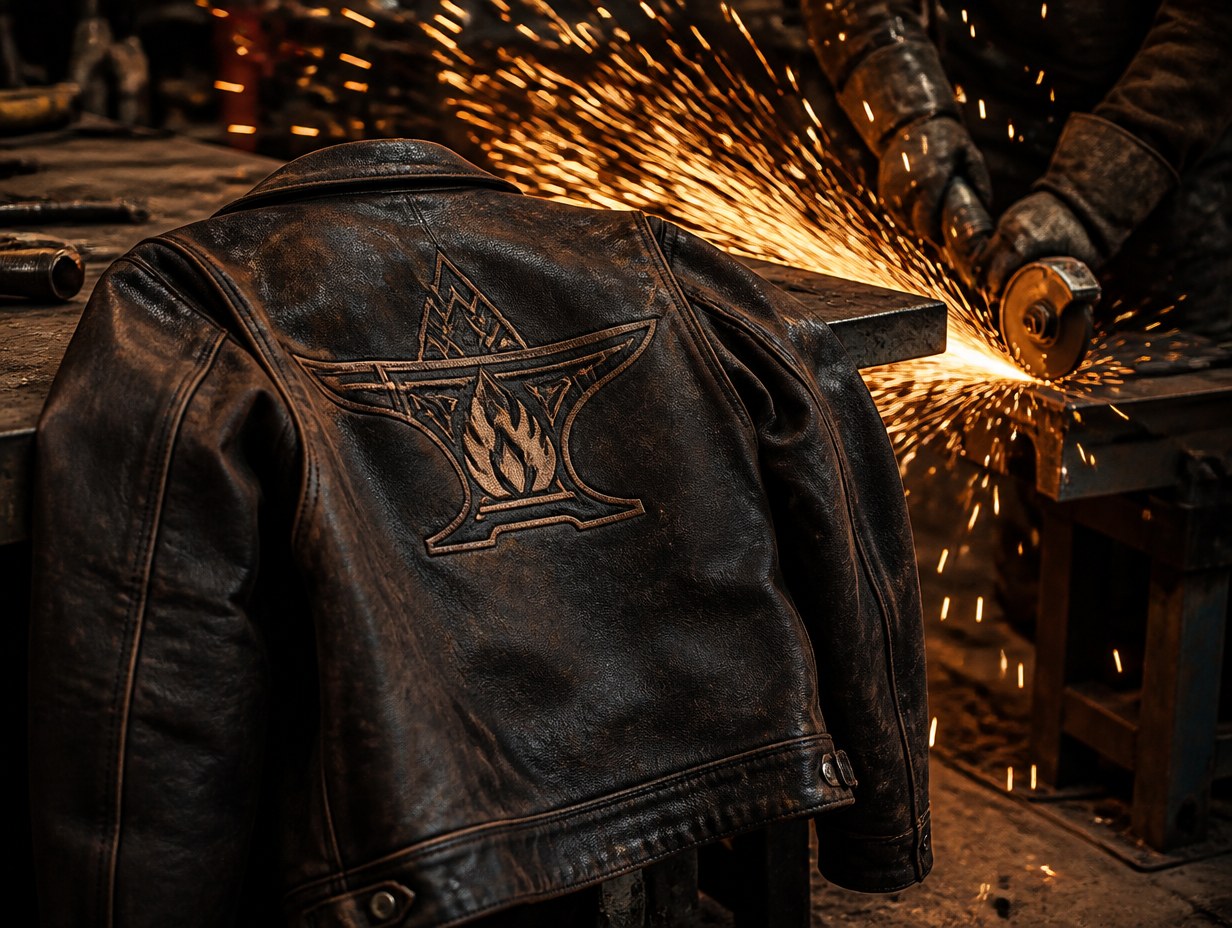 AI-generated welding jacket mockup sample